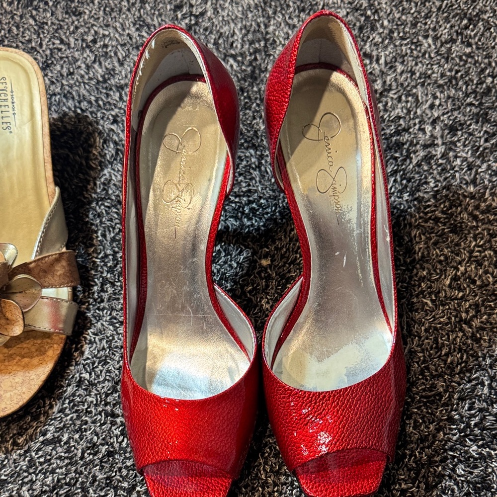 Seychelles Red Peep Toe Heels